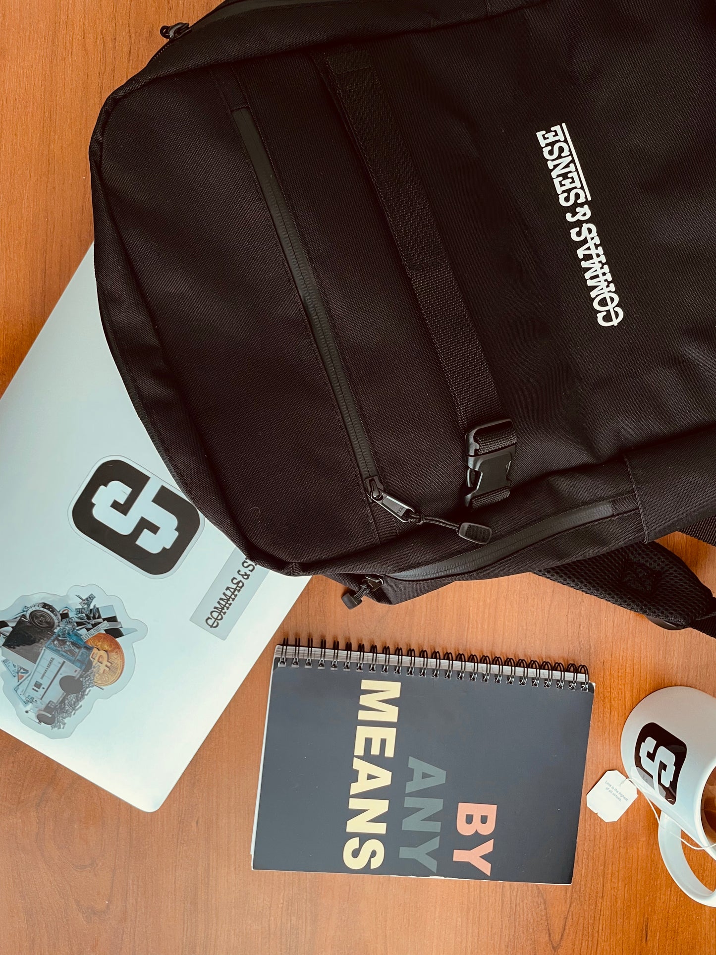 COMMAS & SENSE CLASSIC LOGO BACKPACK